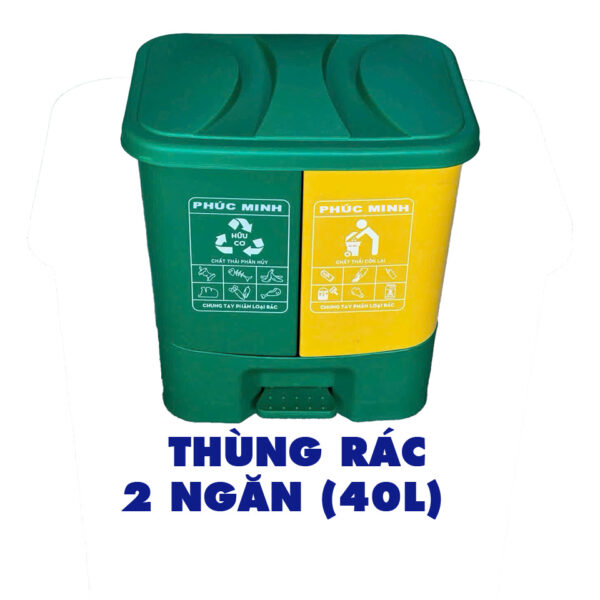 Thùng rác 2 ngăn (40 lít) - Phân loại rác