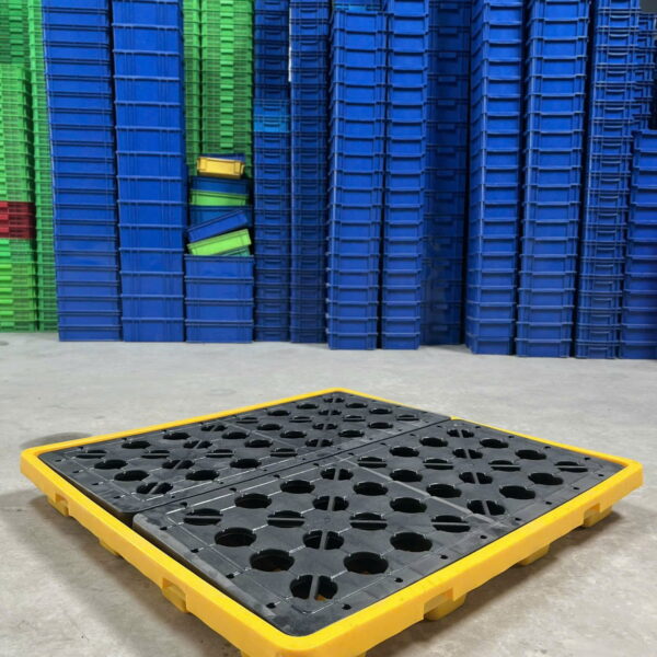 Pallet chống tràn – Pallet chống tràn 4 phuy thấp – Pallet nhựa