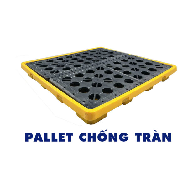 Pallet chống tràn – Pallet chống tràn 4 phuy thấp – Pallet nhựa