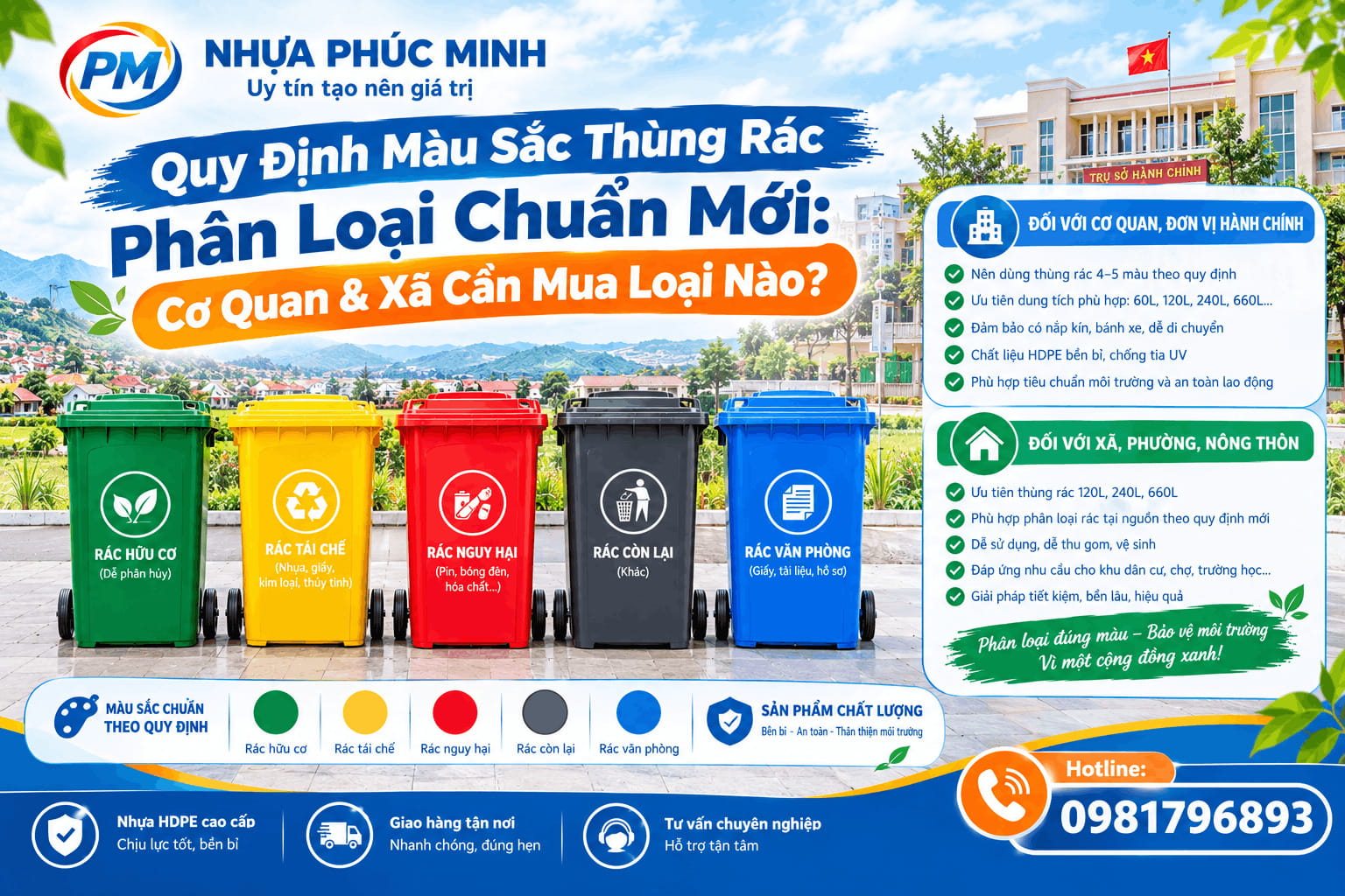 Quy Định Màu Sắc Thùng Rác Phân Loại Chuẩn Mới