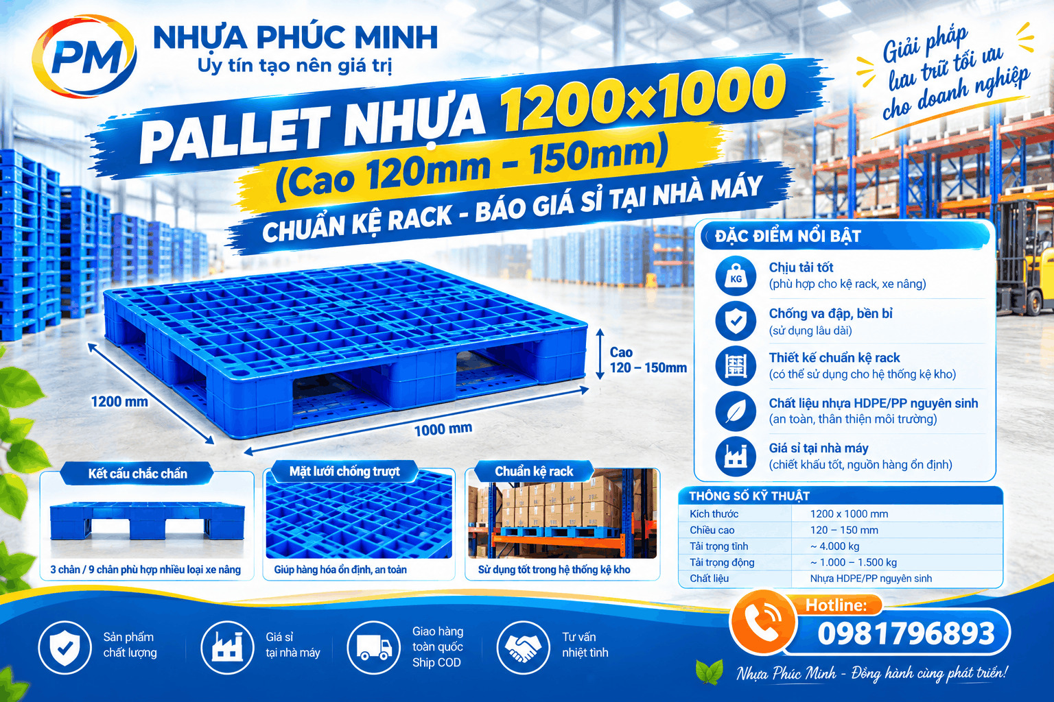 Pallet Nhựa 1200x1000